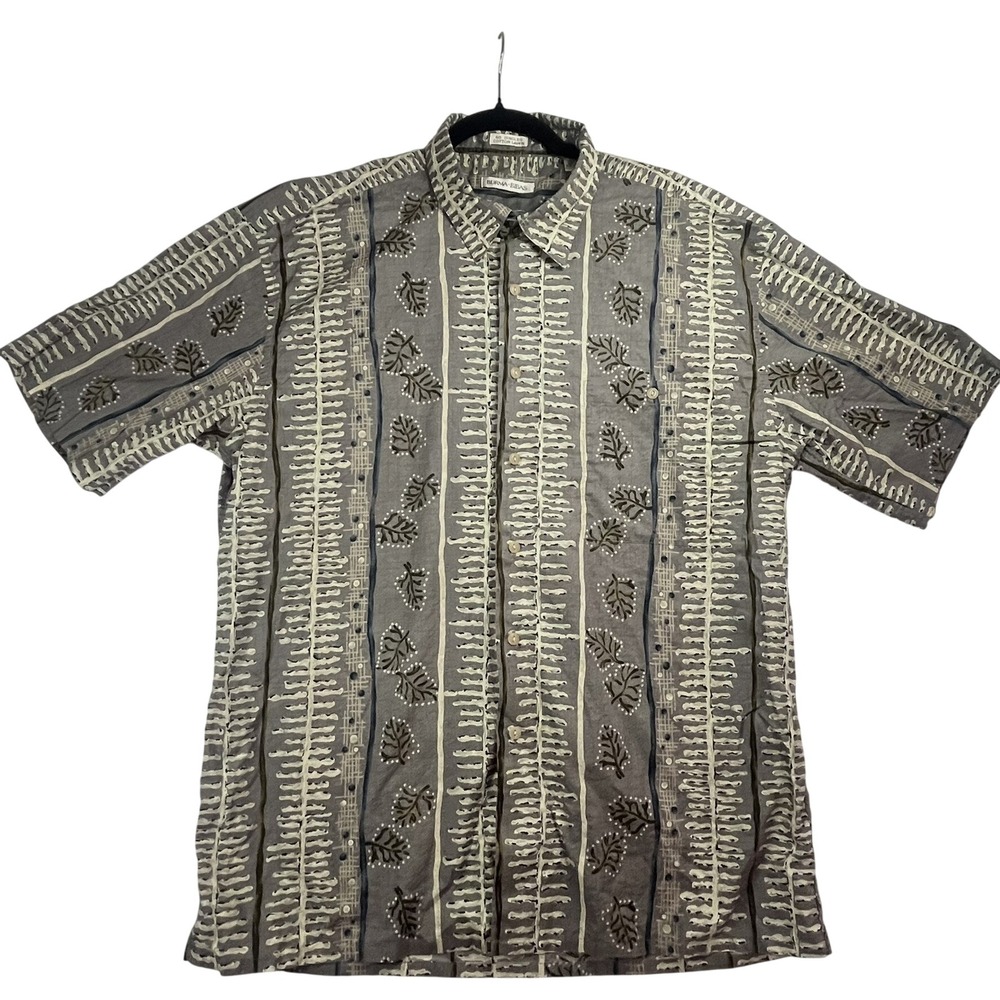 Vintage Burma Bibas Hawaiian Style Shirt Mens XL Cotton Lawn Tropical Resort